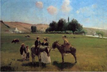 Camille Pissarro : The Donkey Ride at Le Roche Guyon